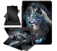 Case for Samsung Galaxy Tab S8 / Tab S7 11 Inch,360 Degree Rotating Folding Stand + Multi-Angle Adjustment,with Auto Sleep/Wake,for Galaxy Tab S8 / S7 Tablet 2022/2021,Feathers Wolf Warrior