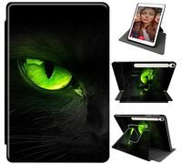 Case for Samsung Galaxy Tab S9 FE 5G 10.9" / Galaxy Tab S9 11" 2023, Shockproof Rugged Durable Tab S9 FE Cover with 360°Rotating Stand & Auto Sleep/Wake Case for Galaxy Tab S9 FE, Green Cat Eye