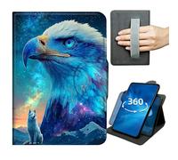 Case for Samsung Galaxy Tab S9 Plus/S9 FE Plus 12.4 inch 2023 Release 360 Degree Rotating Stand Lightweight Cover with Auto Wake/Sleep,Magnetic Clasp & Hand Strap - Blue Galaxy Eagle and Fox