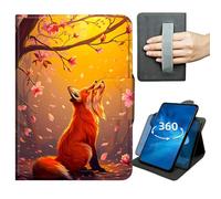 Case for Samsung Galaxy Tab S9 Plus/S9 FE Plus 12.4 inch 2023 Release 360 Degree Rotating Stand Lightweight Cover with Auto Wake/Sleep,Magnetic Clasp & Hand Strap - Cherry Blossom and Fox