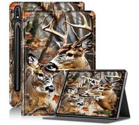 Case for Samsung Galaxy Tab S9 Plus/Tab S9 FE Plus 12.4”, Slim PU Leather Adjustable Stand Galaxy Tab S9+ Case, with Auto Sleep/Wake Smart Anti-Fall Cover for S9+ Tablet Case, Deer Woods