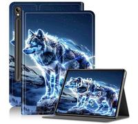 Case for Samsung Galaxy Tab S9/Tab S9 FE 5G, Slim PU Leather Adjustable Stand Galaxy Tab S9 FE 10.9 inch, with Auto Sleep/Wake Smart Anti-Fall Cover for Tab S9 11 inch 2023, Luminous White Wolf