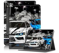 Case for Samsung Galaxy Tab S9/Tab S9 FE 5G, Slim PU Leather Adjustable Stand Galaxy Tab S9 FE 10.9 inch, with Auto Sleep/Wake Smart Anti-Fall Cover for Tab S9 11 inch 2023, Cartoon Drift Cars