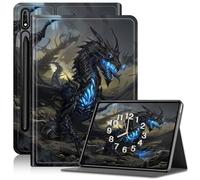 Case for Samsung Galaxy Tab S9 Ultra/S8 Ultra 14.6", Slim PU Leather Adjustable Stand Galaxy Tab S9 Ultra Case, with Auto Sleep/Wake Smart Anti-Fall Cover for Tab S9 Ultra Case, Black Dragon
