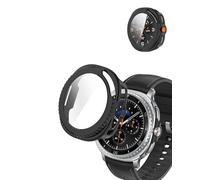 Case for Samsung Galaxy Watch 8 Classic 46mm Smartwatch, yystao Hard PC Case Cover with 9H Tempered Glass Screen Protector, Full Coverage Integrated, Black