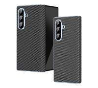 Case for Samsung Galaxy Z Fold7 Official Cover with Built-in Screen Protector, Carbon Fiber Print DesignShiny Electroplated Frame Hinge Protection Shockproof Shell for Galaxy Z Fold 7 2025 Black