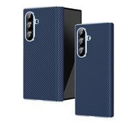Case for Samsung Galaxy Z Fold7 Official Cover with Built-in Screen Protector, Carbon Fiber Print DesignShiny Electroplated Frame Hinge Protection Shockproof Shell for Galaxy Z Fold 7 2025 Blue