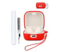 Case for Sennheiser ACCENTUM True Wireless Earbuds, Soft Silicone Protective Portable Scratch Shock Resistant Compatible with Hard Shell with Cleaner Kit & Carabiner & Lanyard,Red