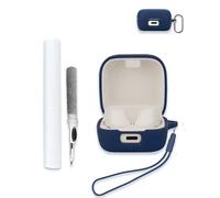 Case for Sennheiser ACCENTUM True Wireless Earbuds, Soft Silicone Protective Portable Scratch Shock Resistant Compatible with Hard Shell with Cleaner Kit & Carabiner & Lanyard，Blue