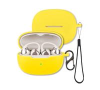 Case for Shokz OpenDots 2 Earbuds, FJIASTB Soft Silicone Protective Cover with Carabiner and Lanyard, Shockproof (Yellow)
