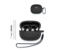 Case for SHOKZ OpenDots ONE - Open-Ear Headphones, WUNIAK Textured Anti-Slip Design Soft Silicone Protective Portable Scratch Shock Resistant Shell with Cleaner Kit & Carabiner & Lanyard ，Black