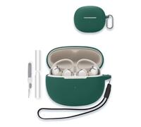 Case for SHOKZ OpenDots ONE Open Earphones, WUNIAK Soft Silicone Protective Portable Scratch Shock Resistant Shell with Cleaner Kit & Carabiner & Lanyard for SHOKZ OpenDots ONE,Green
