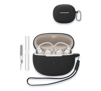 Case for SHOKZ OpenDots ONE Open Earphones, WUNIAK Soft Silicone Protective Portable Scratch Shock Resistant Shell with Cleaner Kit & Carabiner & Lanyard for SHOKZ OpenDots ONE，Black