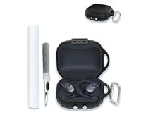 Case for SHOKZ OpenFit Air - Open-Ear Headphones, Soft Silicone Protective Portable Scratch Shock Resistant Compatible with Hard Shell with Cleaner Kit & Carabiner，Black