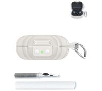 Case for SHOKZ OpenFit Air - Open-Ear Headphones, Soft Silicone Protective Portable Scratch Shock Resistant Compatible with Hard Shell with Cleaner Kit & Carabiner，White