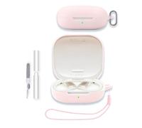 Case for Shokz OpenFit Pro, WUNIAK Soft Silicone Protective Portable Scratch Shock Resistant Shell with Cleaner Kit & Carabiner & Lanyard for Shokz OpenFit Pro,Pink