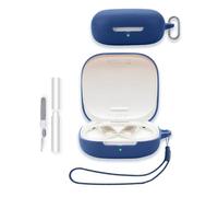 Case for Shokz OpenFit Pro, WUNIAK Soft Silicone Protective Portable Scratch Shock Resistant Shell with Cleaner Kit & Carabiner & Lanyard for Shokz OpenFit Pro,Blue