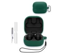 Case for Sony LinkBuds Clip Earbuds, WUNIAK Soft Silicone Protective Portable Scratch Shock Resistant Shell with Cleaner Kit & Carabiner & Lanyard for Sony LinkBuds Clip,Green
