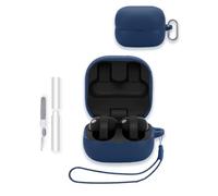 Case for Sony LinkBuds Clip Earbuds, WUNIAK Soft Silicone Protective Portable Scratch Shock Resistant Shell with Cleaner Kit & Carabiner & Lanyard for Sony LinkBuds Clip,Blue