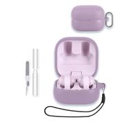 Case for Sony LinkBuds Clip (WF-LC900), WUNIAK Soft Silicone Protective Portable Scratch Shock Resistant Shell with Cleaner Kit & Carabiner & Lanyard for Sony LinkBuds Clip,Purple
