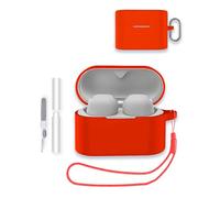 Case for Sony WF-1000XM6 Earbuds 2026 NEW, WUNIAK Soft Silicone Protective Portable Scratch Shock Resistant Shell with Cleaner Kit & Carabiner & Lanyard for Sony WF-1000XM6,Red