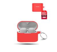 Case for Sony WF-1000XM6 Wireless Earbuds,daunke Soft Silicone Protective Cover,Case with Round buckle,Full Protection,Red