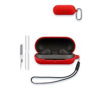 Case for Sony WF-C700N in-Ear Bluetooth Earbud Headphones, WUNIAK Soft Silicone Protective Portable Scratch Shock Resistant Shell with Cleaner Kit & Carabiner & Lanyard,Red
