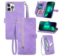 Case for Sony Xperia 1 VI 2024, Samsung Glaxay A51 Zipper Cover Wallet Shockproof Protector Leather Flip Cover with Wrist Strap Magnetic Closure Multi Card Holders Stand Phone Cases Purple