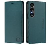 Case for Sony Xperia 1 VII 2025 Cover Shockproof Leather Wallet Case [RFID Blocking] Card Holder Viewing Stand TPU Flip Strong Magnetic Closure Phone Cover for Sony Xperia 1 VII 2025 Dark Green