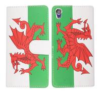 Case for Sony Xperia Z2 Premium PU Leather Flip Folio with Wallet Card Holder, Kickstand and Magnetic Closure Phone Cover for Xperia Z2 (Wales Flag)