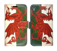 Case for Sony Xperia Z5 Premium PU Leather Flip Folio with Wallet Card Holder, Stand and Magnetic Closure Phone Cover for Xperia Z5 (Rusty Wales Flag)
