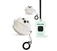 Case for Soundcore AeroClip Wireless Earbuds, daunke Soft Silicone Protective Cover, Ghost-shaped Case with Lanyard, Full Protection,White