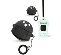 Case for Soundcore AeroClip Wireless Earbuds, daunke Soft Silicone Protective Cover, Ghost-shaped Case with Lanyard, Full Protection,Black