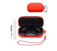 Case for Soundcore AeroFit 2 Pro Earbuds 2026 New, WUNIAK Soft Silicone Protective Portable Scratch Shock Resistant Shell with Cleaner Kit & Carabiner & Lanyard for Soundcore AeroFit2Pro,Red
