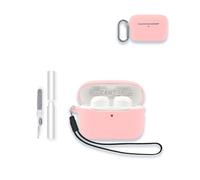 Case for Soundcore by Anker A20i/A25i Earbuds, WUNIAK Soft Silicone Protective Portable Scratch Shock Resistant Shell with Cleaner Kit & Carabiner & Lanyard ,Pink
