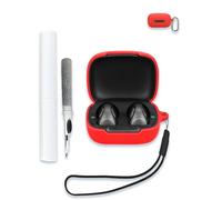 Case for Soundcore by Anker C40i New Clip-on Wireless Earbuds, Soft Silicone Protective Portable Scratch Shock Resistant Shell with Cleaner Kit & Carabiner & Lanyard,Red
