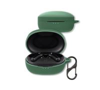 Case for Soundcore by Anker Life P2 mini Earbuds (2021), Soft Silicone Shockproof Protective Cover with Carabiner for Soundcore Earbuds (Dark Green)