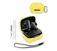 Case for Soundcore by Anker P30i Earbuds, WUNIAK Soft Silicone Protective Portable Scratch Shock Resistant Shell with Cleaner Kit & Carabiner & Lanyard ，Yellow