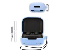 Case for Soundcore by Anker P30I Earbuds, WUNIAK Soft Silicone Protective Portable Scratch Shock Resistant Shell with Cleaner Kit & Carabiner & Lanyard,Sky Blue