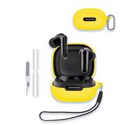 Case for Soundcore by Anker P40i Earbuds, WUNIAK Soft Silicone Protective Portable Scratch Shock Resistant Shell with Cleaner Kit & Carabiner & Lanyard ，Yellow