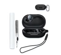 Case for Soundcore by Anker Space A40 Adaptive Active Noise Cancelling Wireless Earbuds, WUNIAK Soft Silicone Protective Portable Scratch Shock with Cleaner Kit & Carabiner & Lanyard，Black