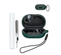 Case for Soundcore by Anker Space A40 Adaptive Active Noise Cancelling Wireless Earbuds, WUNIAK Soft Silicone Protective Portable Scratch Shock with Cleaner Kit & Carabiner & Lanyard,Green
