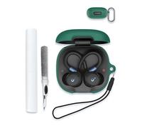 Case for Soundcore by anker Sport X20 Earbuds, Soft Silicone Protective Portable Scratch Shock Resistant Hard Shell with Cleaner Kit & Carabiner & Lanyard,Green