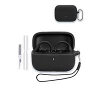 Case for Soundcore C50i by Anker Earbuds 2025 New, WUNIAK Soft Silicone Protective Portable Scratch Shock Resistant Shell with Cleaner Kit & Carabiner & Lanyard for Soundcore C50i,Black