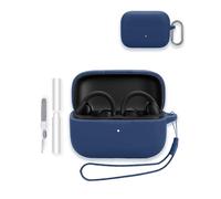 Case for Soundcore C50i by Anker Earbuds 2025 New, WUNIAK Soft Silicone Protective Portable Scratch Shock Resistant Shell with Cleaner Kit & Carabiner & Lanyard for Soundcore C50i,Blue