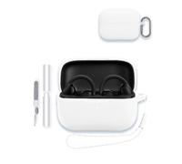 Case for Soundcore C50i by Anker Earbuds 2025 New, WUNIAK Soft Silicone Protective Portable Scratch Shock Resistant Shell with Cleaner Kit & Carabiner & Lanyard for Soundcore C50i,White