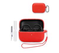 Case for Soundcore C50i by Anker Earbuds 2025 New, WUNIAK Soft Silicone Protective Portable Scratch Shock Resistant Shell with Cleaner Kit & Carabiner & Lanyard for Soundcore C50i,Red