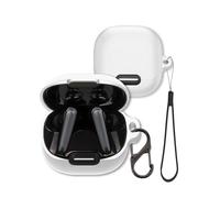 Case for Soundcore Liberty 4 NC Earbuds, FJIASTB Soft Silicone Protective Cover with Carabiner, Shockproof (White)