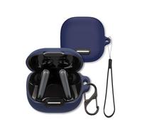 Case for Soundcore Liberty 4 NC Earbuds, FJIASTB Soft Silicone Protective Cover with Carabiner, Shockproof (Dark Blue)