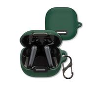 Case for Soundcore Liberty 4 NC Earbuds, FJIASTB Soft Silicone Protective Cover with Carabiner, Shockproof (Dark Green)